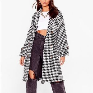 NEW Nasty Gal Houndstooth Longline Jacket